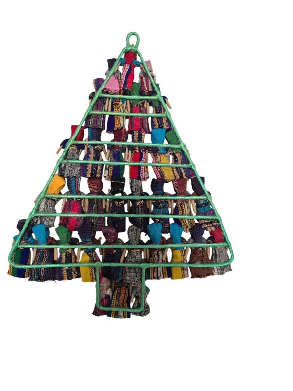 Vintage Guatemala Worry Dolls Tree Wreath Handmade Folk Art Colorful - Picture 7 of 7